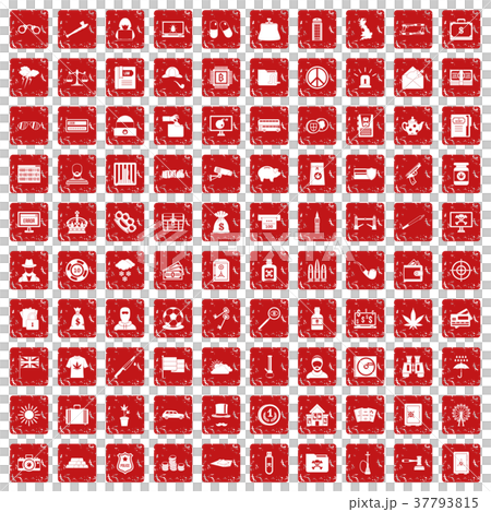 100 police icons set grunge red 37793815