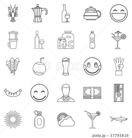 Beer belly icons set, outline style 37793816