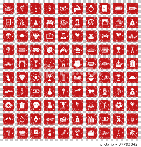 100 premium icons set grunge red 37793842