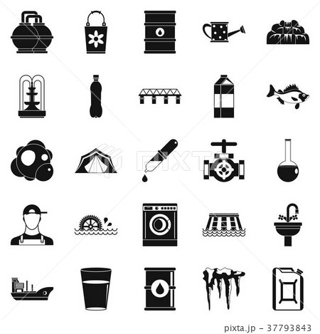 Water supply system icons set, simple style 37793843