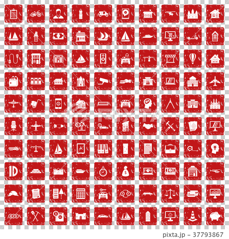 100 private property icons set grunge red 37793867