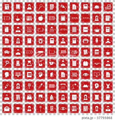 100 reader icons set grunge red 37793868