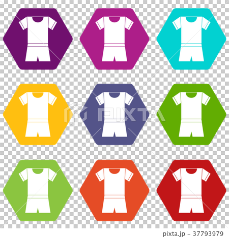 Sport shirt and shorts icon set color hexahedron 37793979