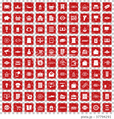 100 sale icons set grunge red 37794291