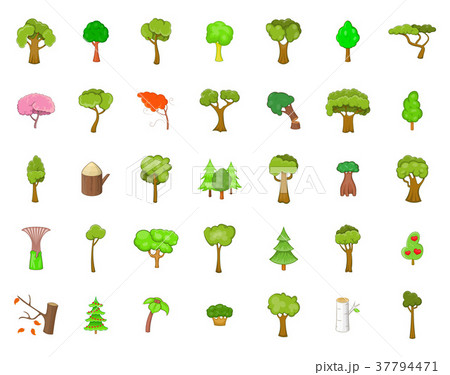 Tree icon set, cartoon style Tree icon set, cartoon style 37794471