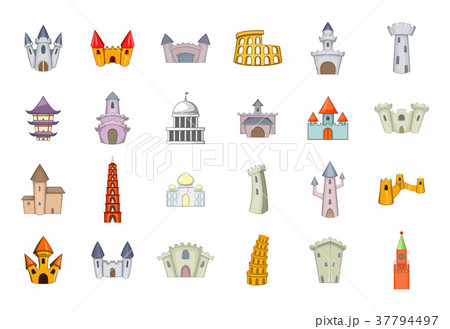 Castle icon set, cartoon style Castle icon set, cartoon style 37794497