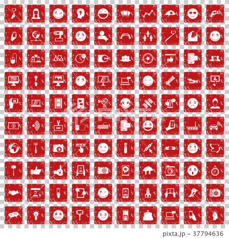 100 social media icons set grunge red 100 social media icons set grunge red 37794636