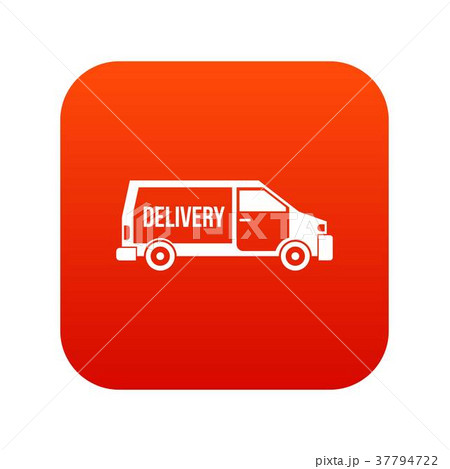 Delivery truck icon digital red 37794722