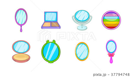 Mirror icon set, cartoon style Mirror icon set, cartoon style 37794748