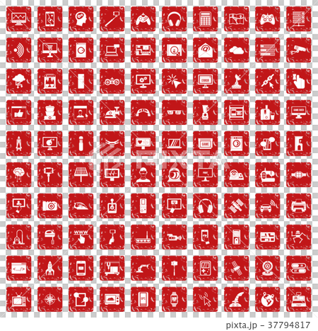 100 software icons set grunge red - Stock Illustration [37794817] - PIXTA