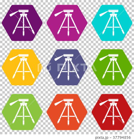 Tripod icon set color hexahedron Tripod icon set color hexahedron 37794856