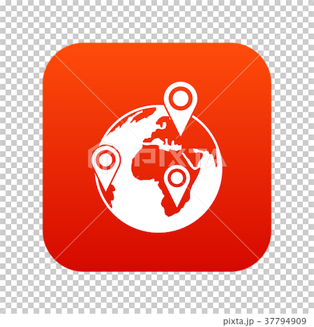Globe of network icon digital red Globe of network icon digital red 37794909