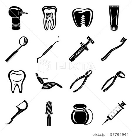 Dentist stomatologist icons set, simple style Dentist stomatologist icons set, simple style 37794944