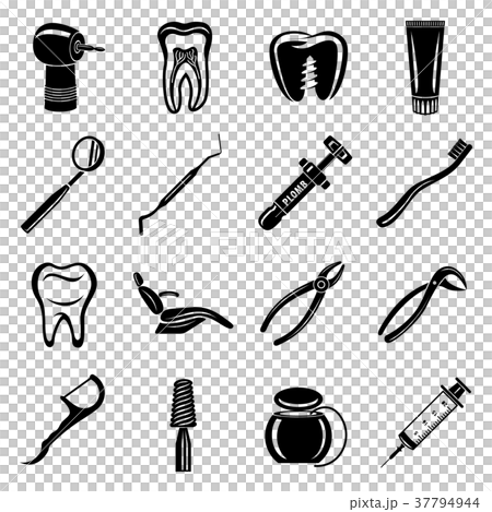 Dentist stomatologist icons set, simple style Dentist stomatologist icons set, simple style 37794944