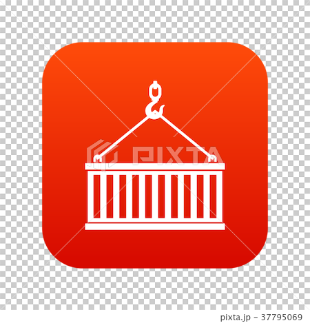 Crane hook lifts container icon digital red Crane hook lifts container icon digital red 37795069