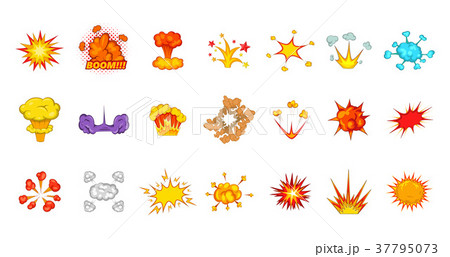 Explosion icon set, cartoon style 37795073