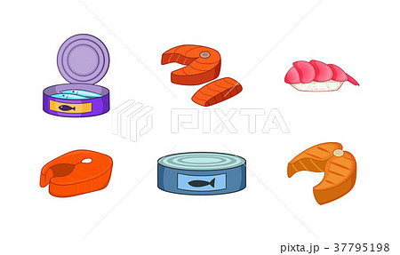 Fish food icon set, cartoon style 37795198