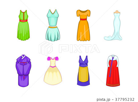 Dress icon set, cartoon style 37795232