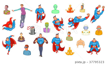 Super heroes icon set, cartoon style 37795323