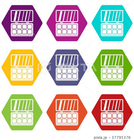 Makeup palette icon set color hexahedron 37795376