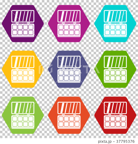 Makeup palette icon set color hexahedron Makeup palette icon set color hexahedron 37795376
