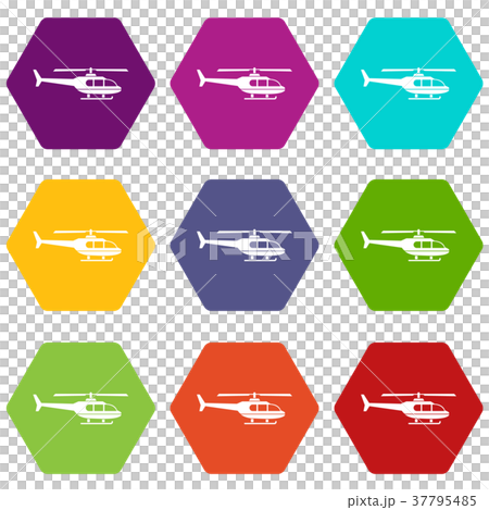 Military helicopter icon set color hexahedron Military helicopter icon set color hexahedron 37795485