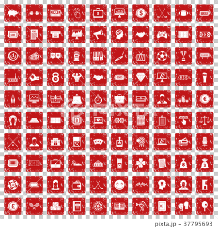100 sweepstakes icons set grunge red 37795693