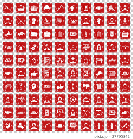 100 team work icons set grunge red 37795841