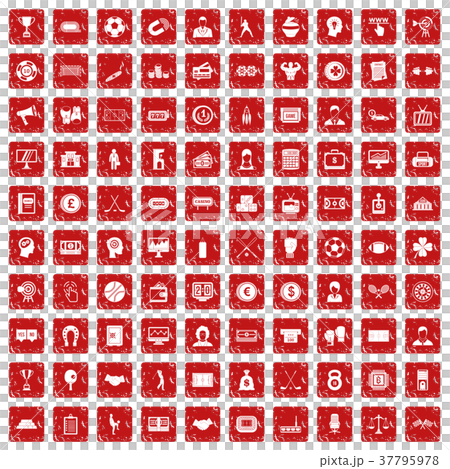 100 totalizator icons set grunge red 100 totalizator icons set grunge red 37795978