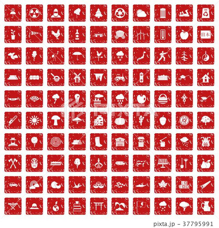 100 tree icons set grunge red 100 tree icons set grunge red 37795991