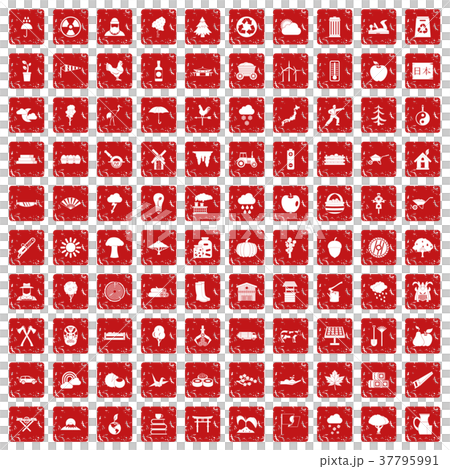 100 tree icons set grunge red 100 tree icons set grunge red 37795991