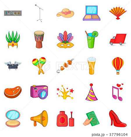Food court icons set, cartoon style 37796104