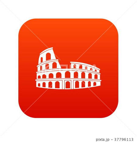 Roman Colosseum icon digital red 37796113