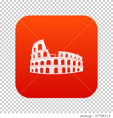 Roman Colosseum icon digital red Roman Colosseum icon digital red 37796113