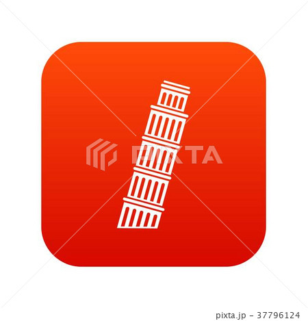 Tower of pisa icon digital red 37796124