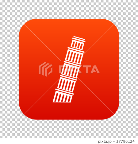 Tower of pisa icon digital red 37796124