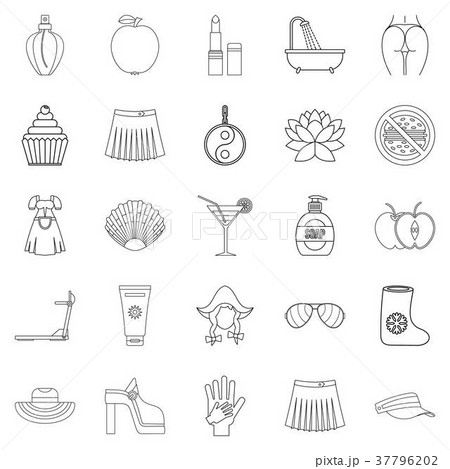 Petticoat icons set, outline style 37796202