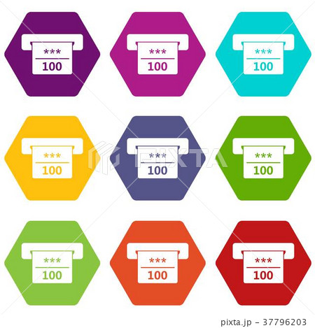 Winning cheque in casino icon set color hexahedron 37796203