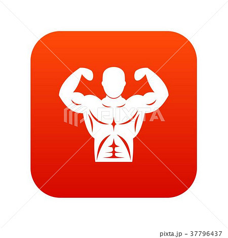 Athletic man torso icon digital red 37796437