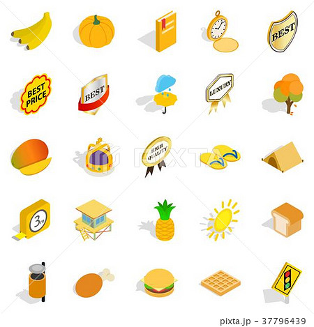 Beautiful vacation icons set, isometric style 37796439