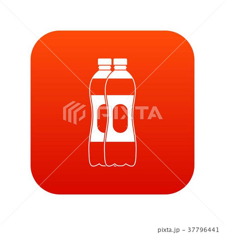 Two plastic bottles icon digital red 37796441