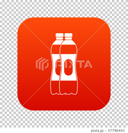 Two plastic bottles icon digital red 37796441