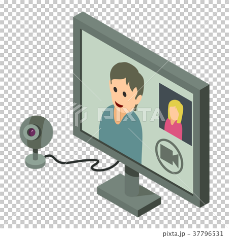 Video Chat Icon Isometric 3d Style Stock Illustration