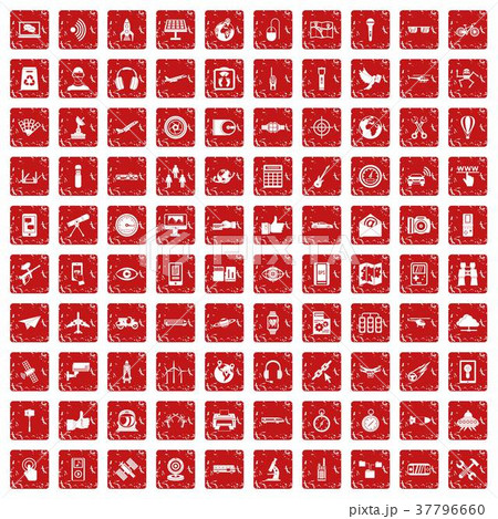 100 wireless technology icons set grunge red 100 wireless technology icons set grunge red 37796660