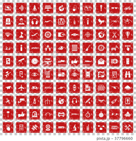 100 wireless technology icons set grunge red 100 wireless technology icons set grunge red 37796660