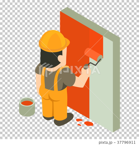 Builder painter icon, isometric 3d style 37796911