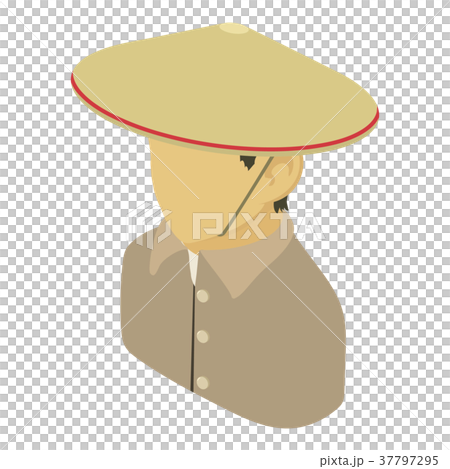 Farmer man asian icon, isometric 3d style 37797295