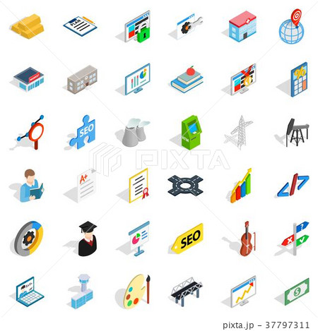 Working contract icons set, isometric style Working contract icons set, isometric style 37797311