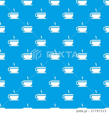 Tea cup and saucer pattern seamless blue 37797313