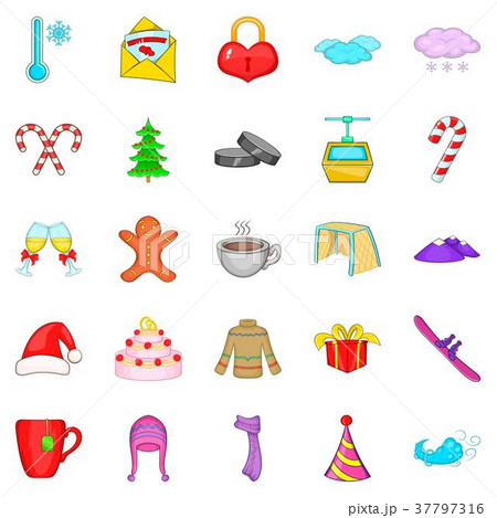 Christmas icons set, cartoon style 37797316